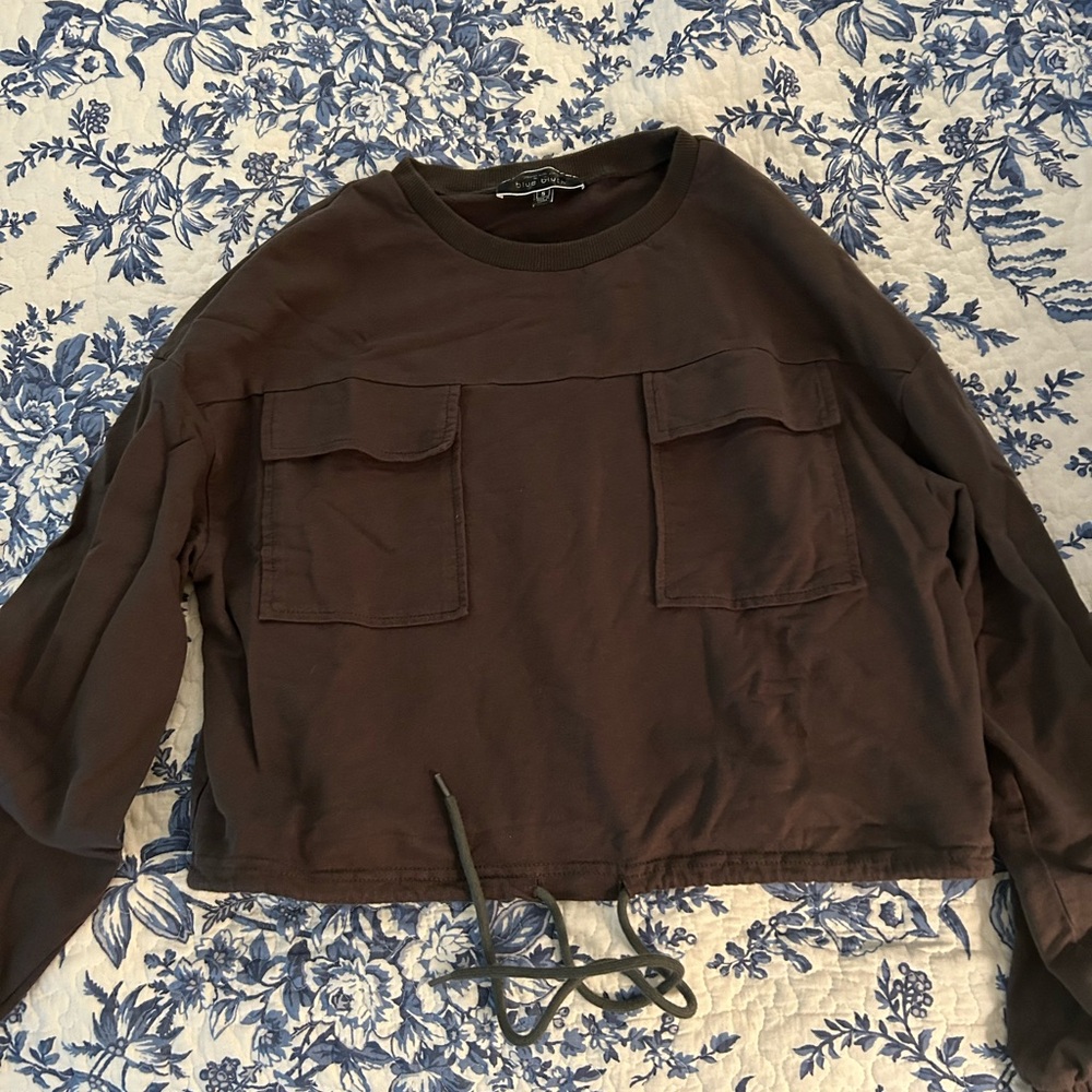 Brown Cropped Long Sleeve Top
